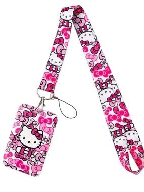 Sanrio Hello Kitty Pink Patterned Lanyard with Card Holder